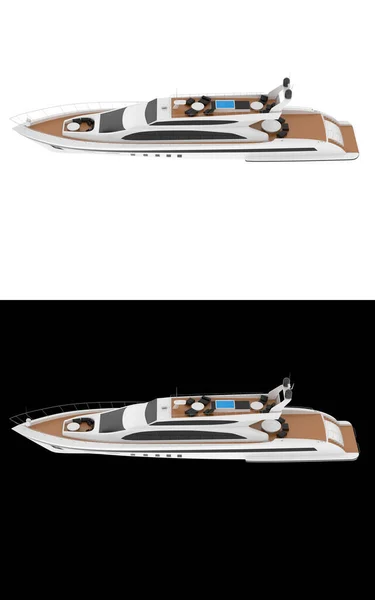 Luksusowy Jacht Białym Czarnym Tle Banery Renderowanie Ilustracja — Zdjęcie stockowe