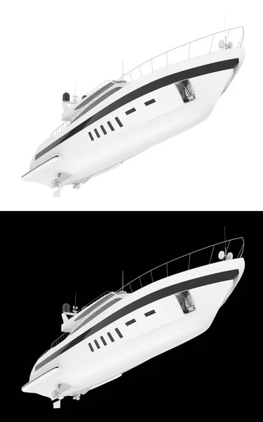 Luxusní Jachta Izolované Bílém Černém Pozadí Pro Transparenty Vykreslování Ilustrace — Stock fotografie
