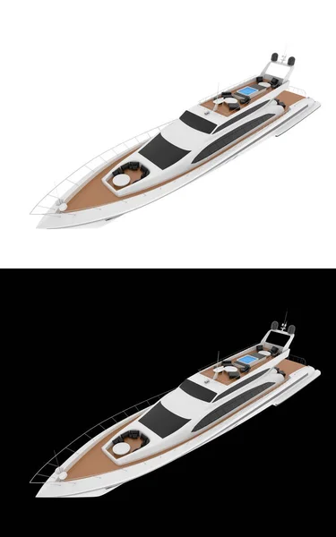 Yacht Luxe Isolé Sur Fond Blanc Noir Pour Bannières Rendu — Photo