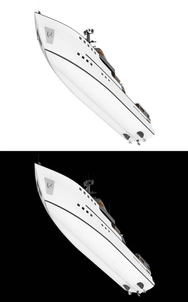 Mega Yacht Isolated White Black Background Banners Rendering Illustration — Stock Photo, Image