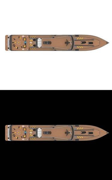 Mega Jacht Izolowany Białym Czarnym Tle Banerów Renderowanie Ilustracja — Zdjęcie stockowe