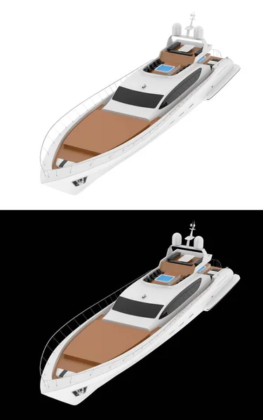Super Yacht Rapide Isolé Sur Fond Blanc Noir Pour Bannières — Photo