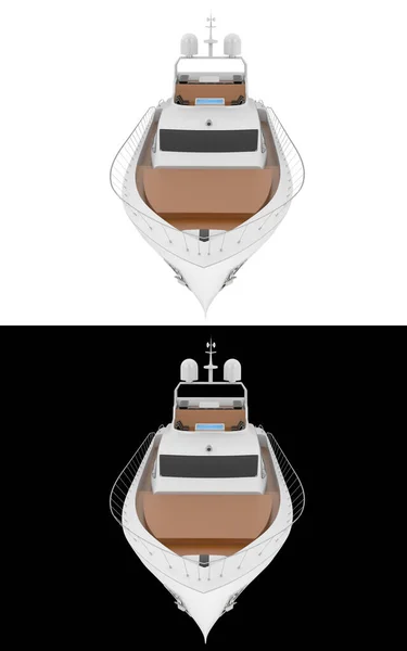 快速超级游艇隔离在白色和黑色背景的横幅 3D渲染 — 图库照片