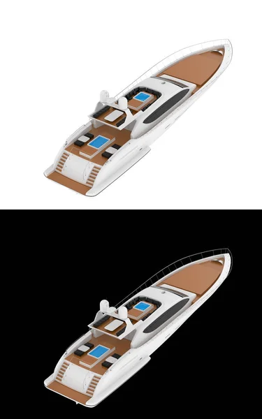 Super Yacht Veloce Isolato Sfondo Bianco Nero Banner Rendering Illustrazione — Foto Stock