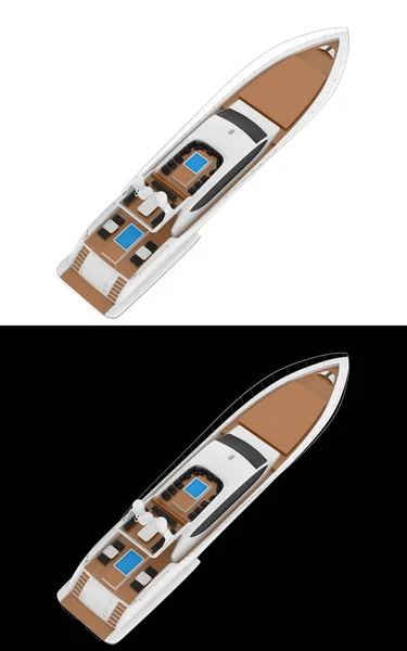 Швидка Супер Яхта Ізольована Білому Чорному Тлі Банерів Візуалізація Ілюстрація — стокове фото