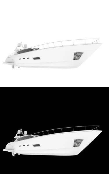 Super Yacht Veloce Isolato Sfondo Bianco Nero Banner Rendering Illustrazione — Foto Stock