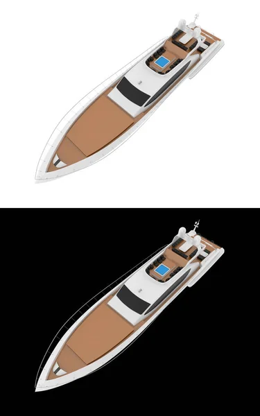 Fast Super Yacht Isolated White Black Background Banners Rendering Illustration — Stock Photo, Image