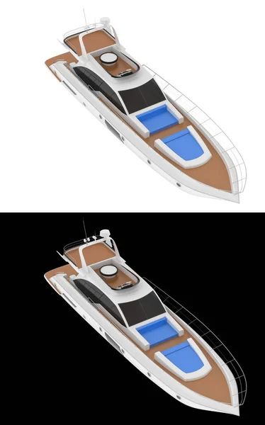 Luxury Yacht Isolated White Black Background Banners Rendering Illustration — Stock Photo, Image