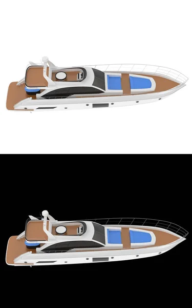 Люксовая Яхта Изолирована Белом Черном Фоне Туристов Рендеринг Иллюстрация — стоковое фото
