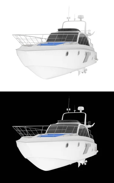 Yacht Lusso Isolato Sfondo Bianco Nero Banner Rendering Illustrazione — Foto Stock