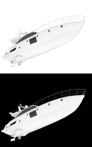 Luxury Yacht Isolated White Black Background Banners Rendering Illustration — Stock Photo, Image