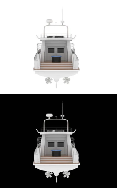 Luxury Yacht Isolated White Black Background Banners Rendering Illustration — Stock Photo, Image
