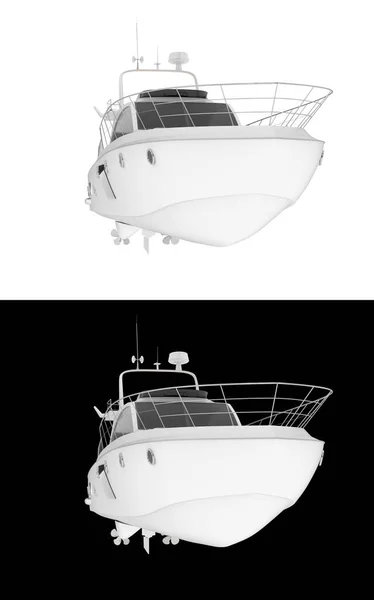 Luksusowy Jacht Białym Czarnym Tle Banery Renderowanie Ilustracja — Zdjęcie stockowe
