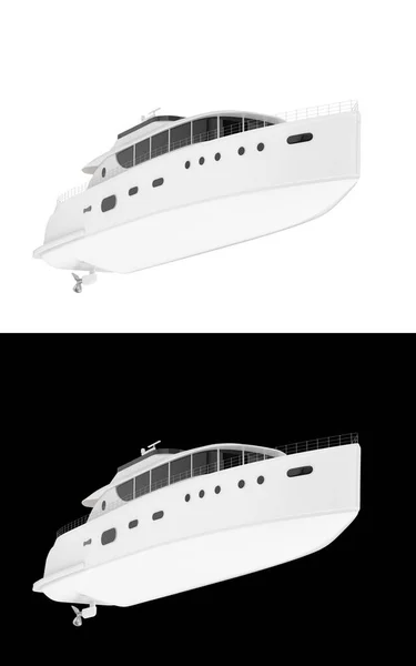 Суперяхта Изолирована Белом Черном Фоне Туристов Рендеринг Иллюстрация — стоковое фото