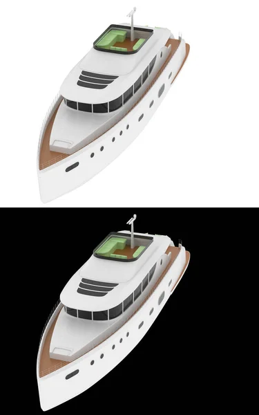 Super Yacht Isolato Sfondo Bianco Nero Banner Rendering Illustrazione — Foto Stock