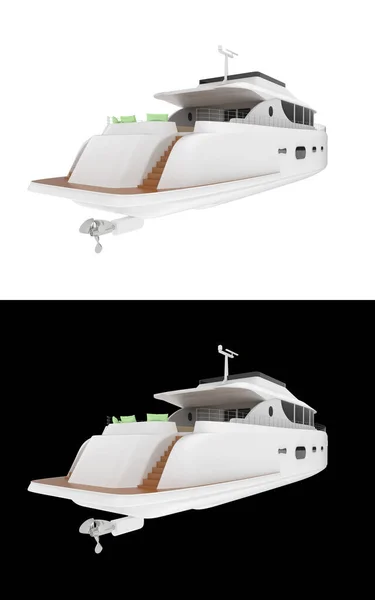 Super yacht isolated on white and black background for banners. 3d rendering - illustration