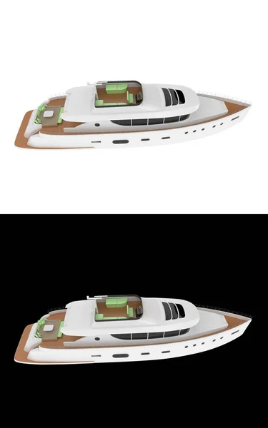 Super yacht isolated on white and black background for banners. 3d rendering - illustration