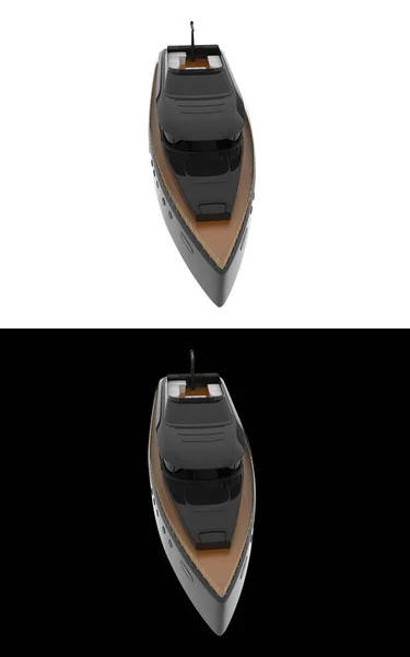 バナーのための白と黒の背景に隔離されたスーパーヨット 3Dレンダリング イラスト — ストック写真