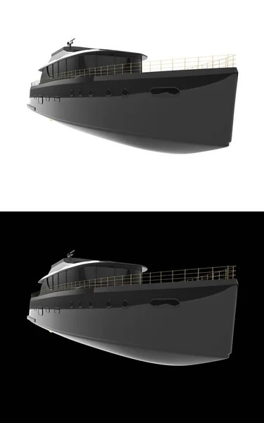 Super yacht isolated on white and black background for banners. 3d rendering - illustration