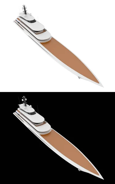 Mega Yacht Isolato Sfondo Bianco Nero Banner Rendering Illustrazione — Foto Stock