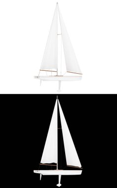 Yelkenli sancak için siyah ve beyaz arka planda izole edildi. 3d görüntüleme - illüstrasyon