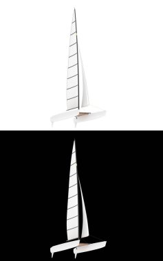 Yelkenli sancak için siyah ve beyaz arka planda izole edildi. 3d görüntüleme - illüstrasyon