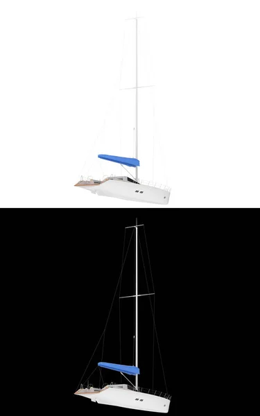 Sail Boat Isolated White Black Background Banners Rendering Illustration — Stock Photo, Image