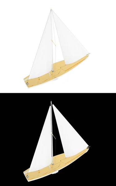 Barca Vela Isolata Fondo Bianco Nero Striscioni Rendering Illustrazione — Foto Stock