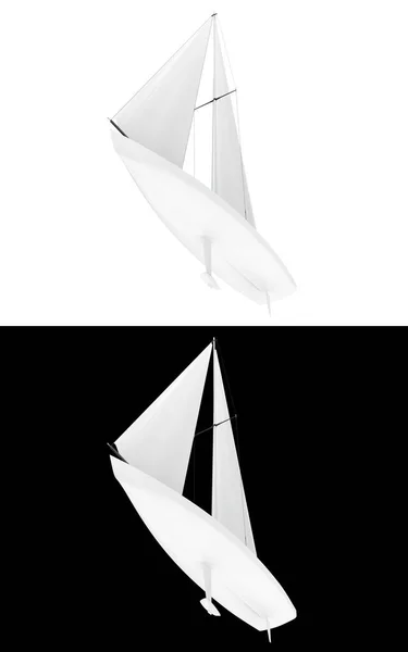 Żaglówka Izolowane Białym Czarnym Tle Banerów Renderowanie Ilustracja — Zdjęcie stockowe