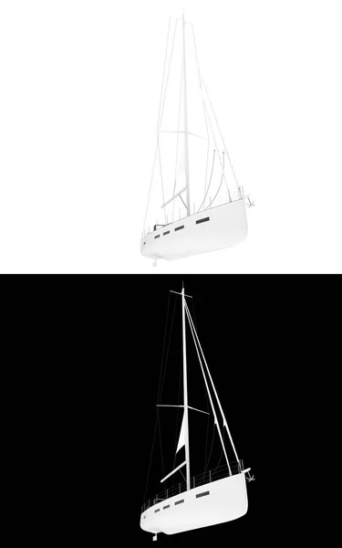 Sail Boat Isolated White Black Background Banners Rendering Illustration — Stock Photo, Image