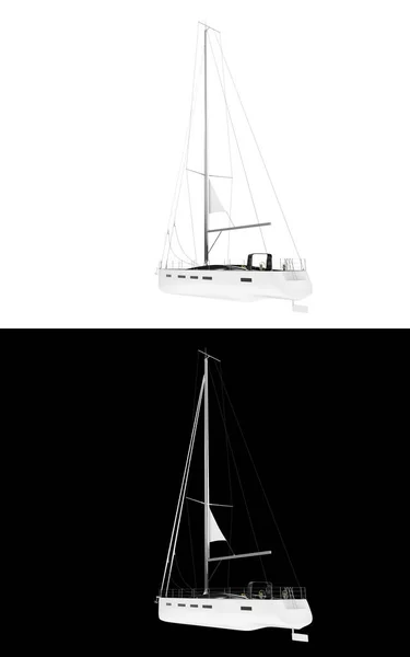 Segelboot Isoliert Auf Weißem Und Schwarzem Hintergrund Für Banner Darstellung — Stockfoto