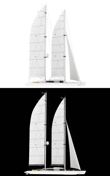 帆船在白色和黑色的背景上隔离为横幅 3D渲染 — 图库照片