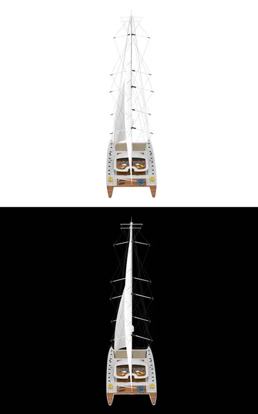 Sail Boat Isolated White Black Background Banners Rendering Illustration — Stock Photo, Image