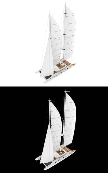 Segelboot Isoliert Auf Weißem Und Schwarzem Hintergrund Für Banner Darstellung — Stockfoto