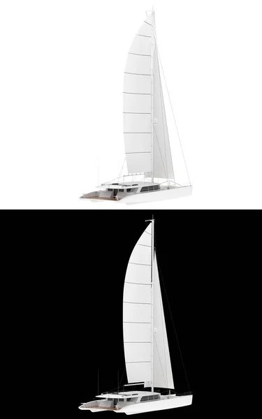 Zeilboot Geïsoleerd Witte Zwarte Achtergrond Voor Spandoeken Weergave Illustratie — Stockfoto