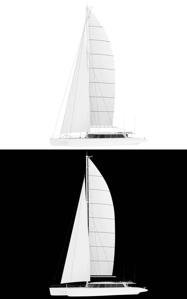 Sail Boat Isolated White Black Background Banners Rendering Illustration — Stock Photo, Image