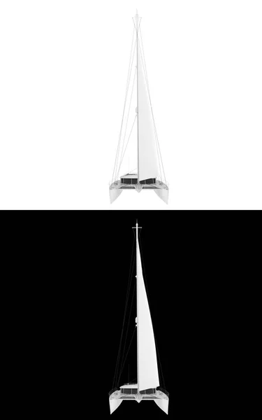 Sail Boat Isolated White Black Background Banners Rendering Illustration — Stock Photo, Image