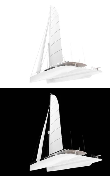 Sail Boat Isolated White Black Background Banners Rendering Illustration — Stock Photo, Image