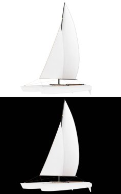 Yelkenli sancak için siyah ve beyaz arka planda izole edildi. 3d görüntüleme - illüstrasyon