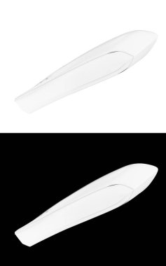 Hız teknesi afişler için siyah ve beyaz arka planda izole edildi. 3d görüntüleme - illüstrasyon