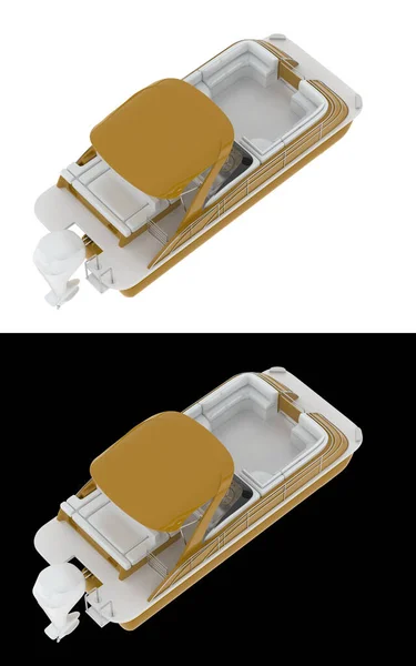 Маленький Човен Ізольований Білому Чорному Тлі Банерів Візуалізація Ілюстрація — стокове фото