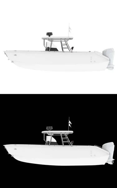 Fishing Boat Isolated White Black Background Banners Rendering Illustration — Stock Photo, Image