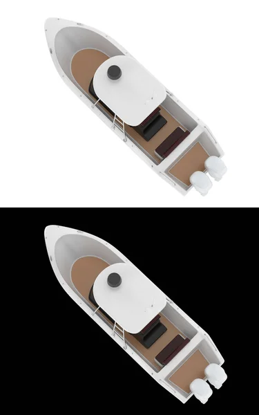 バナーのための白と黒の背景に隔離された漁船 3Dレンダリング イラスト — ストック写真
