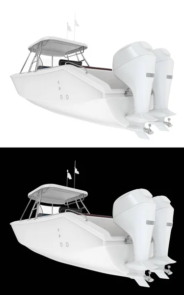Barco Pesca Isolado Fundo Branco Preto Para Banners Renderização Ilustração — Fotografia de Stock