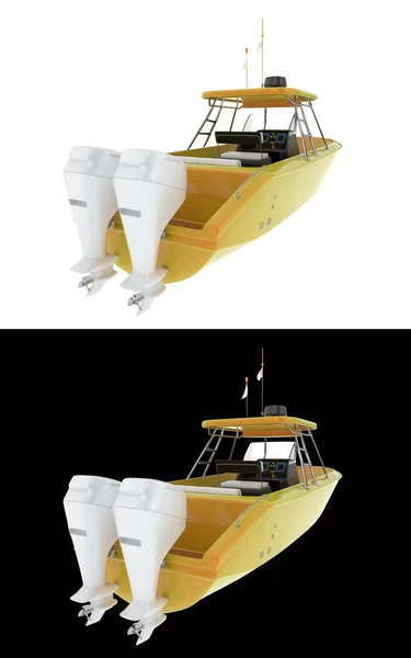 Vissersboot Geïsoleerd Witte Zwarte Achtergrond Voor Spandoeken Weergave Illustratie — Stockfoto