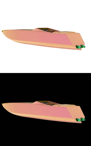 バナーの白と黒の背景に隔離されたスピードボート 3Dレンダリング イラスト — ストック写真