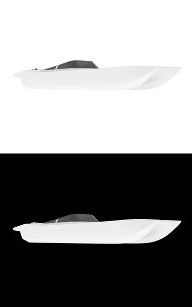 Speed Boat Isolated White Black Background Banners Rendering Illustration — Stock Photo, Image