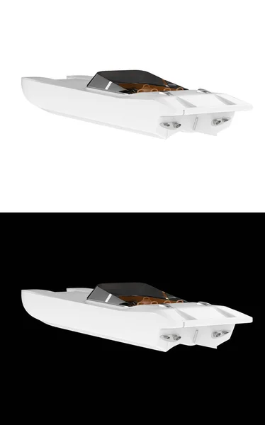 Speed Boat Isolated White Black Background Banners Rendering Illustration — Stock Photo, Image