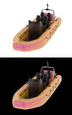 Sancaklar için siyah ve beyaz arka planda izole edilmiş bir tekne. 3d görüntüleme - illüstrasyon