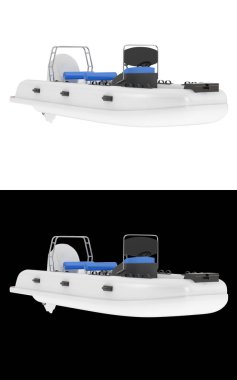 Sancaklar için siyah ve beyaz arka planda izole edilmiş bir tekne. 3d görüntüleme - illüstrasyon